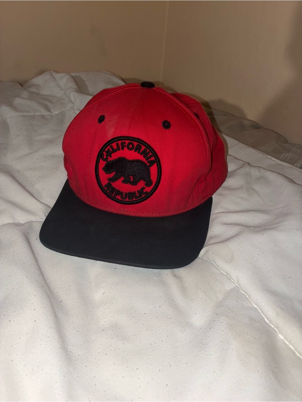 Red and Black California Republic Patch Snapback Hat
